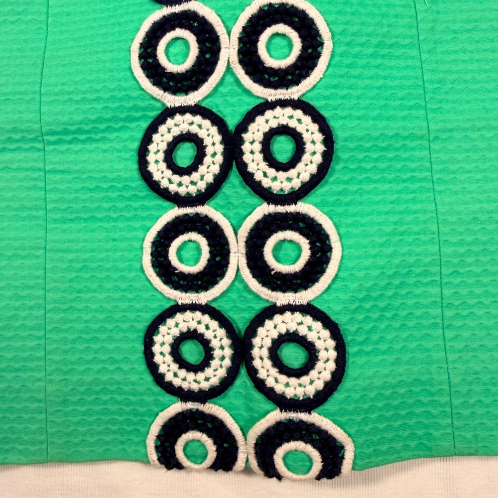 Lilly Pulitzer Trudy Shift Dress 4 Go Go Green Cotton Crochet Circle Trim - Picture 11 of 12
